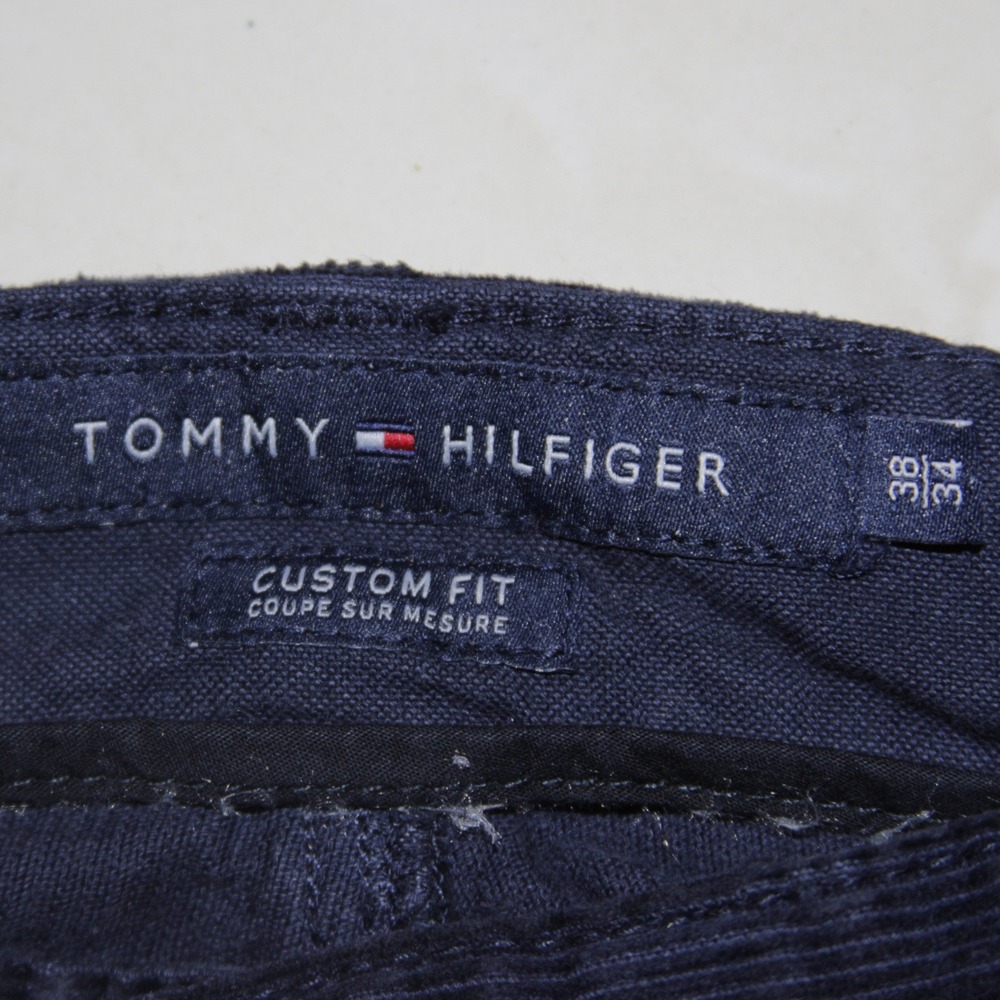 Vintage Tommy Hilfiger Pants Mens 38 Navy Blue Corduroy Custom Fit - Picture 5 of 6